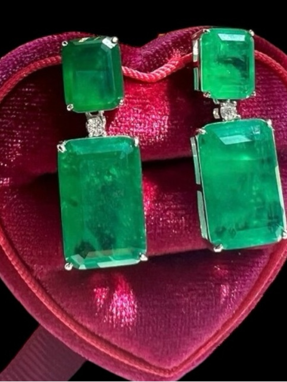 Bespoke Emerald doublet Double-Drop Sterling silver Earrings